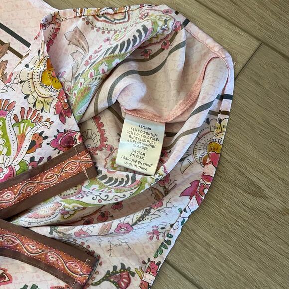 Rachel Zoe Women’s Pink & Brown Paisley Button Down Sz L - Picture 5 of 7